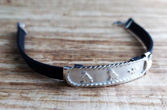 Put your name On Egyptian Personalized Solid Silver Cartouche In Leather Bracelet ,WORLD WIDE Express Shipping