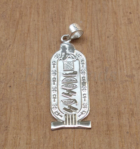 Egyptian Personalized Name Tutankhamun Sterling Silver Cartouche Pendant Charm ,WORLD WIDE Express Shipping