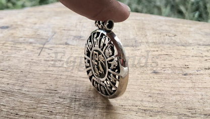 Egyptian Personalized Eye Sun Ra Circle Scarab Sterling Silver Cartouche Name Pendant Charm