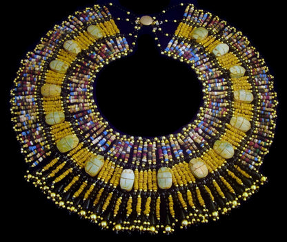 Beautiful Egyptian Hand Made 16 Scarabs Mummy bead Cleopatra Collar Necklace