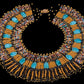 Beautiful Egyptian Hand Made 16 Scarabs Mummy bead Cleopatra Collar Necklace Mummy Beads Jewelry