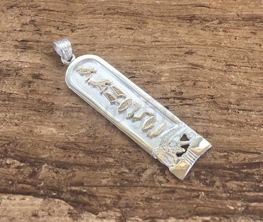 Egyptian Personalized Sterling Silver Cartouche With Eye Of Horus on Pendant  , WORLD WIDE Express Shipping