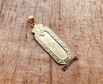 Egyptian Customized Lotus Personalized 18K Solid Gold Cartouche Necklace Hieroglyphic Name