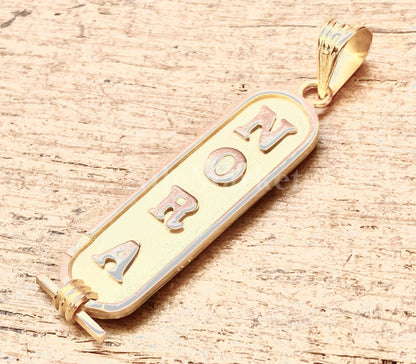 18k Solid Gold Cartouche pendant, Your Name Converted into Ancient Egyptian Hieroglyphic or English or arabic language, Authentic Egyptian
