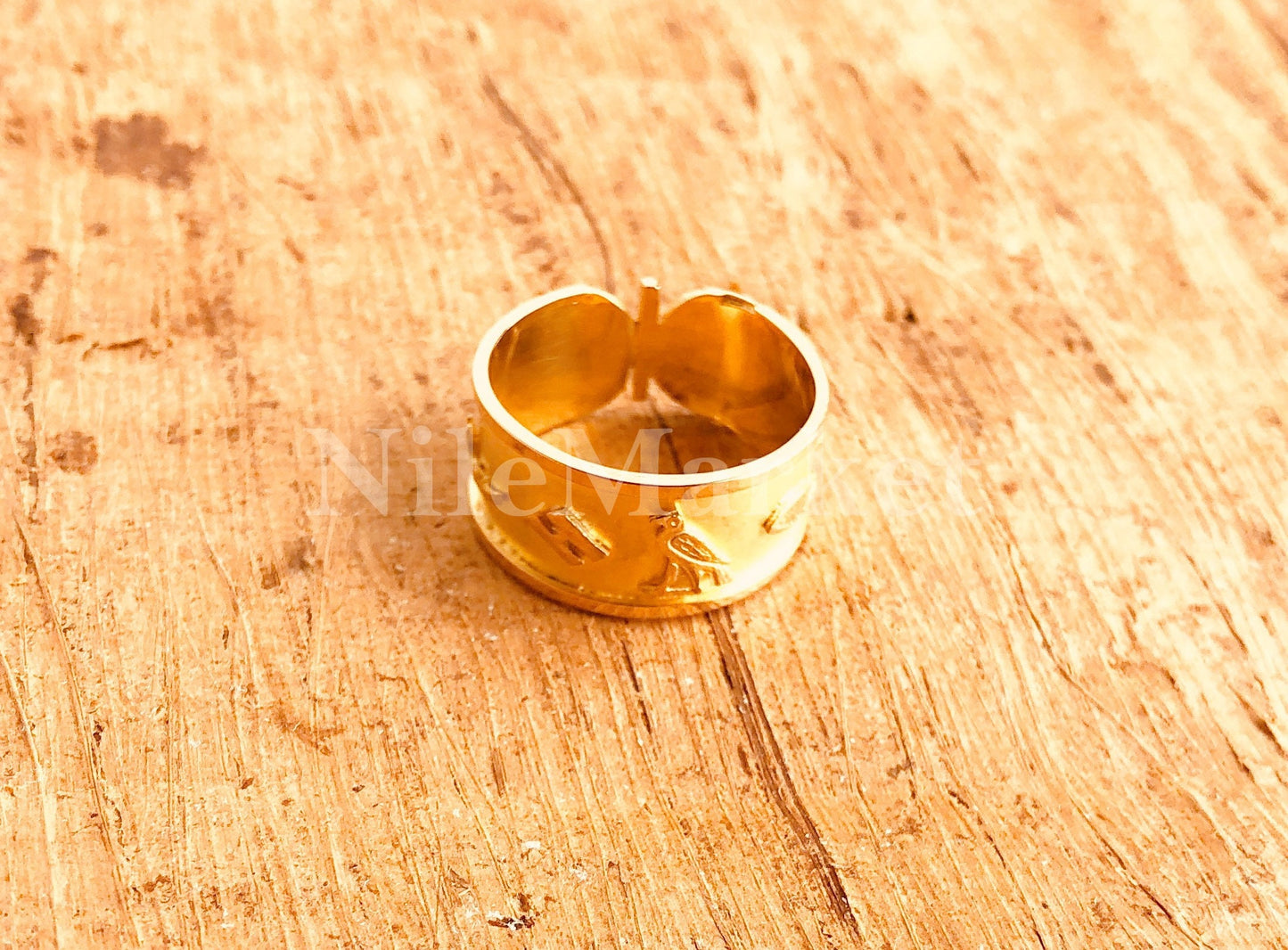 Egyptian Customized 18k Solid Gold Cartouche Ring Personalized in English & Hieroglyphs up to 10 Letters