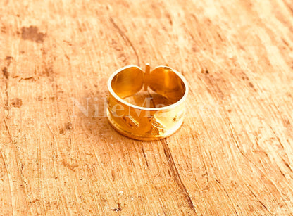 Egyptian Customized 18k Solid Gold Cartouche Ring Personalized in English & Hieroglyphs up to 10 Letters