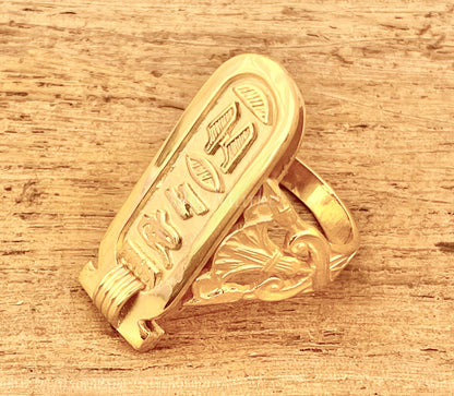 Egyptian Personalized Customized 18k Solid Gold Cartouche Ring Express Shipping World Wide -Personalized in English & Hieroglyphs