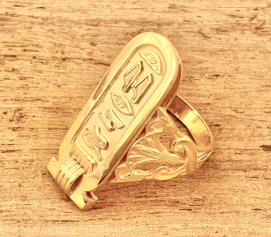 Egyptian Personalized Customized 18k Solid Gold Cartouche Ring Express Shipping World Wide -Personalized in English & Hieroglyphs