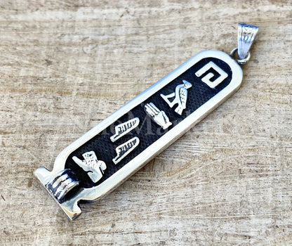 Sterling silver Customized Cartouche Charm Your Name Converted into Ancient Egyptian Hieroglyphic or English language or Arabic