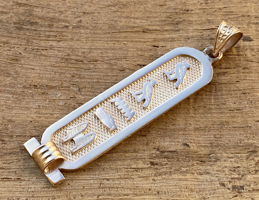 Sterling silver Customized Cartouche Pendant Your Name Converted into Ancient Egyptian Hieroglyphic or English language or Arabic