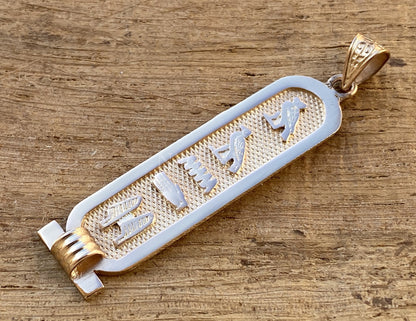 Sterling silver Customized Cartouche Charm Your Name Converted into Ancient Egyptian Hieroglyphic or English language or Arabic