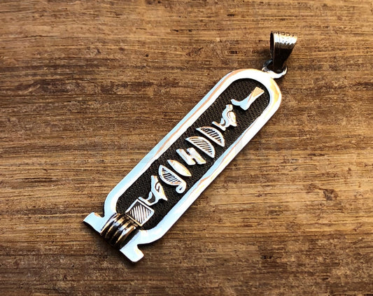 Sterling silver Personalized Cartouche Pendant Your Name Converted into Ancient Egyptian HieroglyphicIn or Arabic Or English