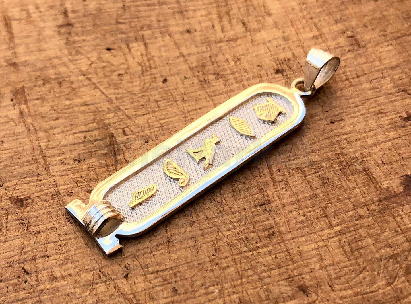 Gold Name Pendant, Initial Pendant, Egyptian Personalized Pendant, Monogram Pendant, Gold Cartouche In Hieroglyphics or Arabic Or English
