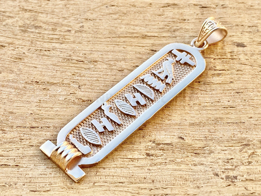 Gold Name Pendant, Initial Pendant, Egyptian Personalized Pendant, Monogram Pendant, Gold Cartouche In Hieroglyphics or Arabic Or English