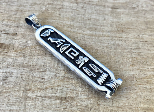Sterling silver Customized Personalized Cartouche Pendant Your Name Converted into Ancient Egyptian HieroglyphicIn or Arabic Or English