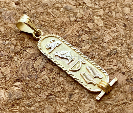 Egyptian Personalized Laser Cut 18k Solid Gold Customized 18K Gold Cartouche Up To 10 Letters