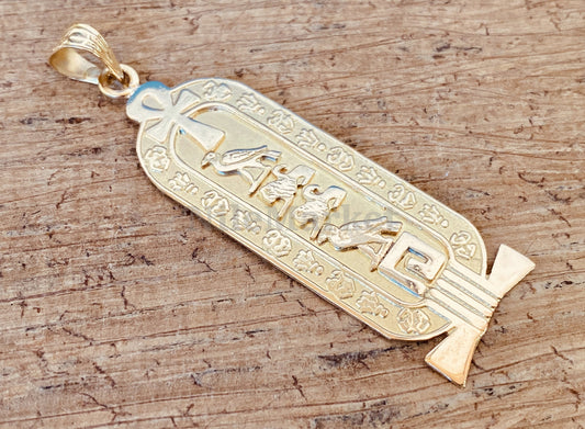 Egyptian Customized Ankh Cross Life Key Cartouche Personalized 18K Gold Cartouche Necklace WORLD WIDE Express Shipping