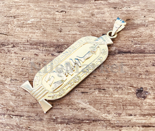 Egyptian Customized Nefertiti Cartouche Personalized 18K Solid Gold Cartouche Necklace WORLD WIDE Express Shipping