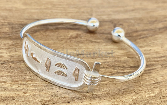 Egyptian Wide Customized Handmade personalize cartouche Sterling Silver Cartouche Bracelet Cartouche personalize  cartouche égyptienne or