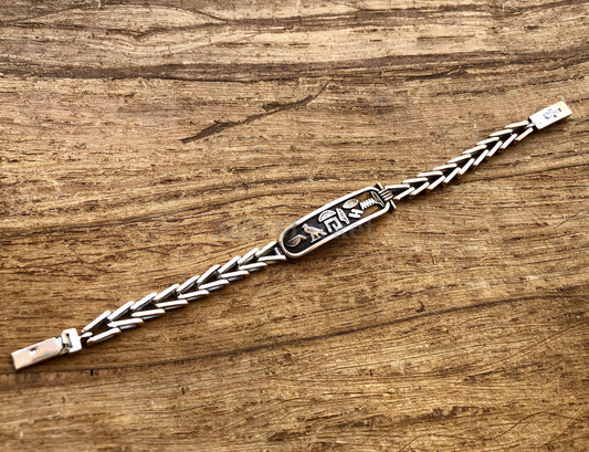 Egyptian Personalized Solid Silver Cartouche Bracelet , WORLD WIDE Express Shipping.