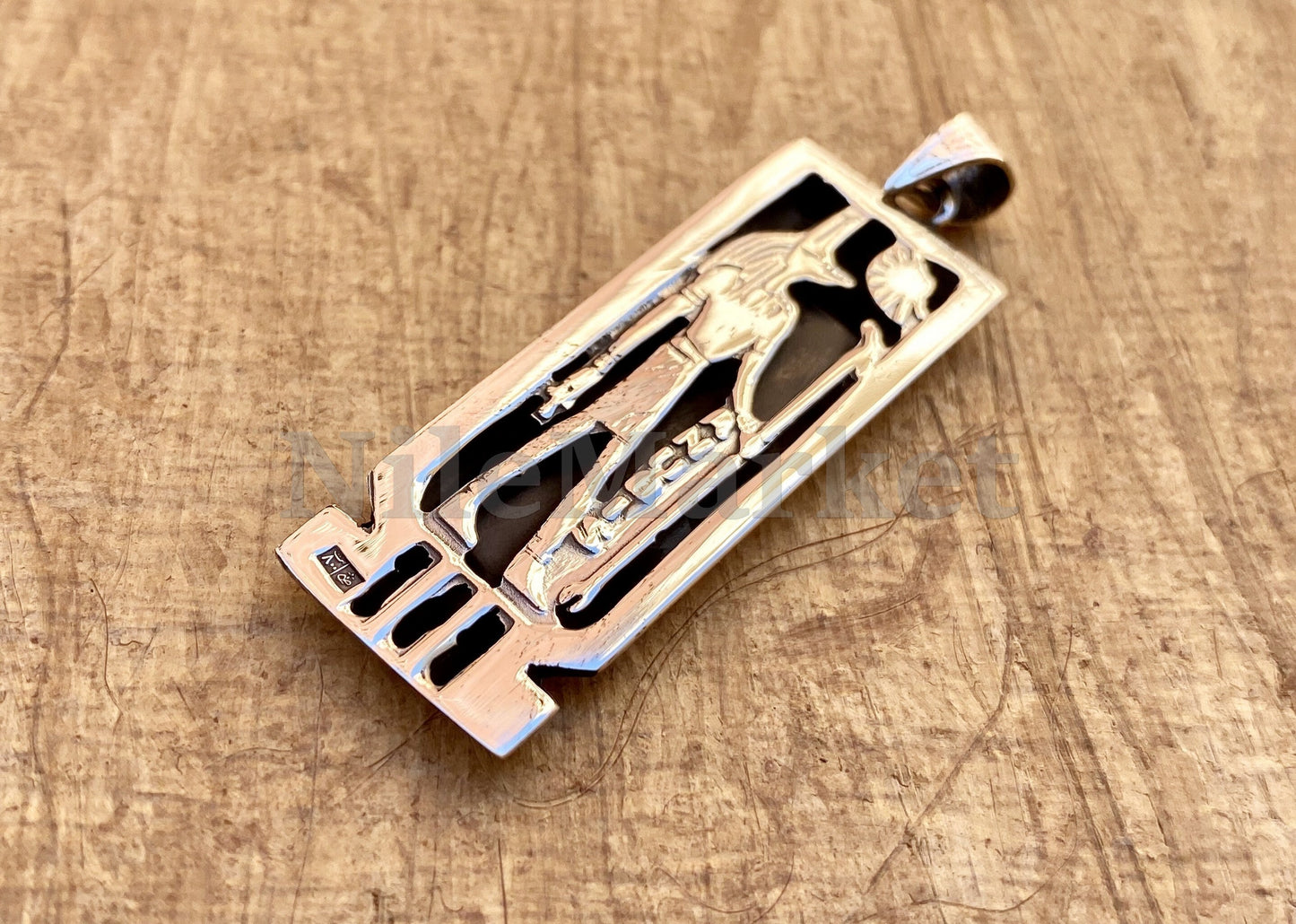 Egyptian Personalized Name Sterling Silver Anubis Cartouche Pendant, WORLD WIDE Express Shipping