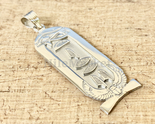 Egyptian Personalized Sterling Silver Cartouche With Eye Of Horus And Scarab oN Charm ,WORLD WIDE Express Shipping