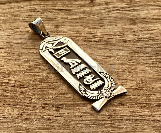 Egyptian Personalized Sterling Silver Cartouche With Eye Of Horus And Scarab oN Charm ,WORLD WIDE Express Shipping