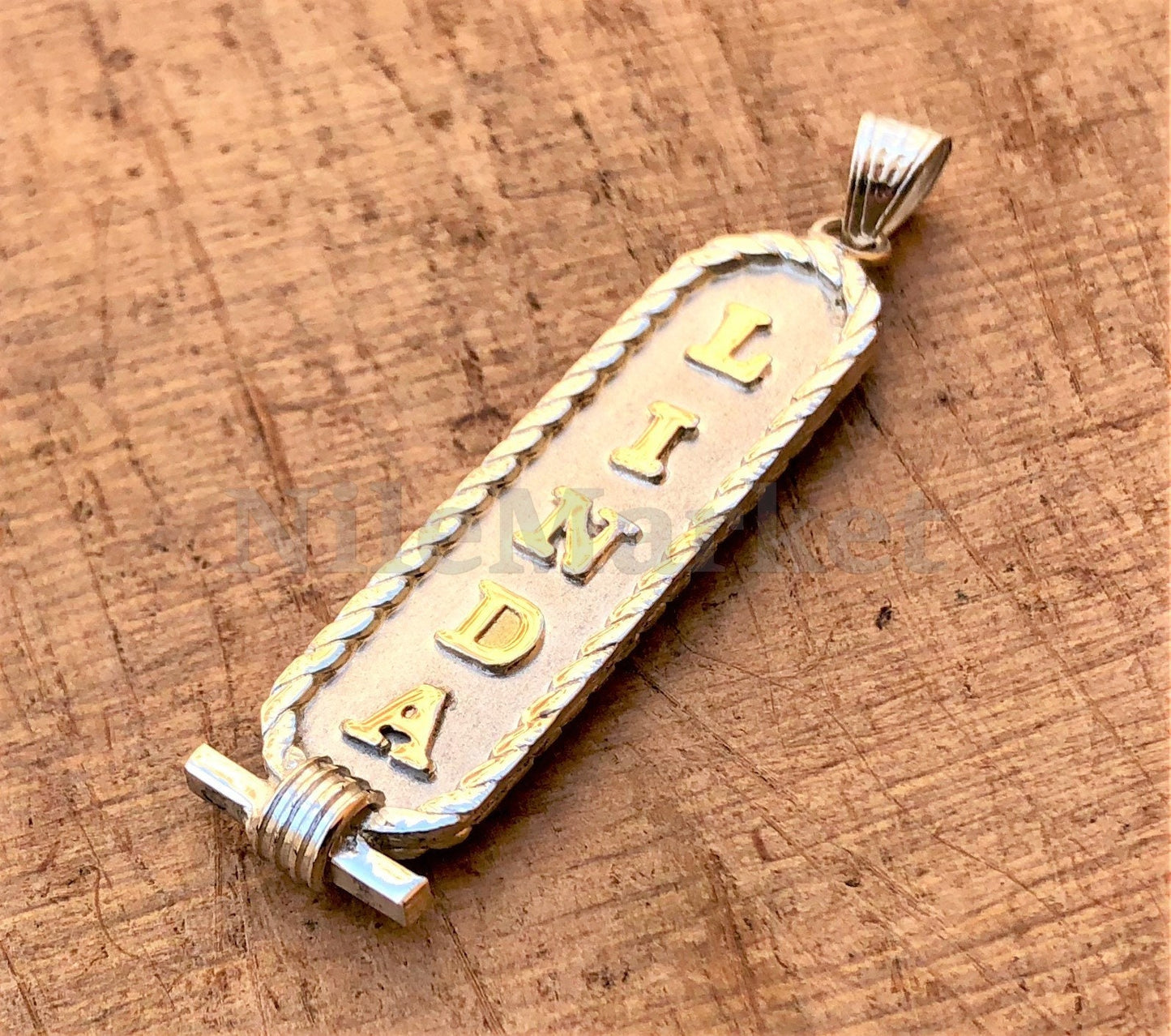 Egyptian Sterling Silver Framed Cartouche Necklace ,WORLD WIDE Express Shipping,