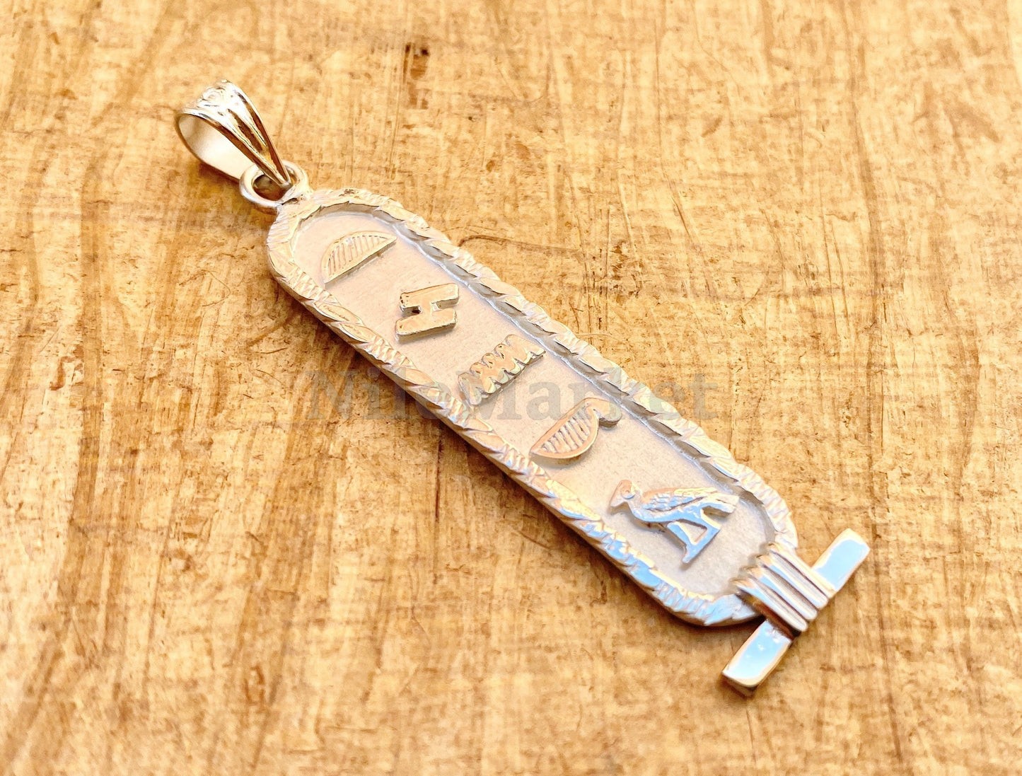 Egyptian Sterling Silver Framed Cartouche Necklace ,WORLD WIDE Express Shipping,