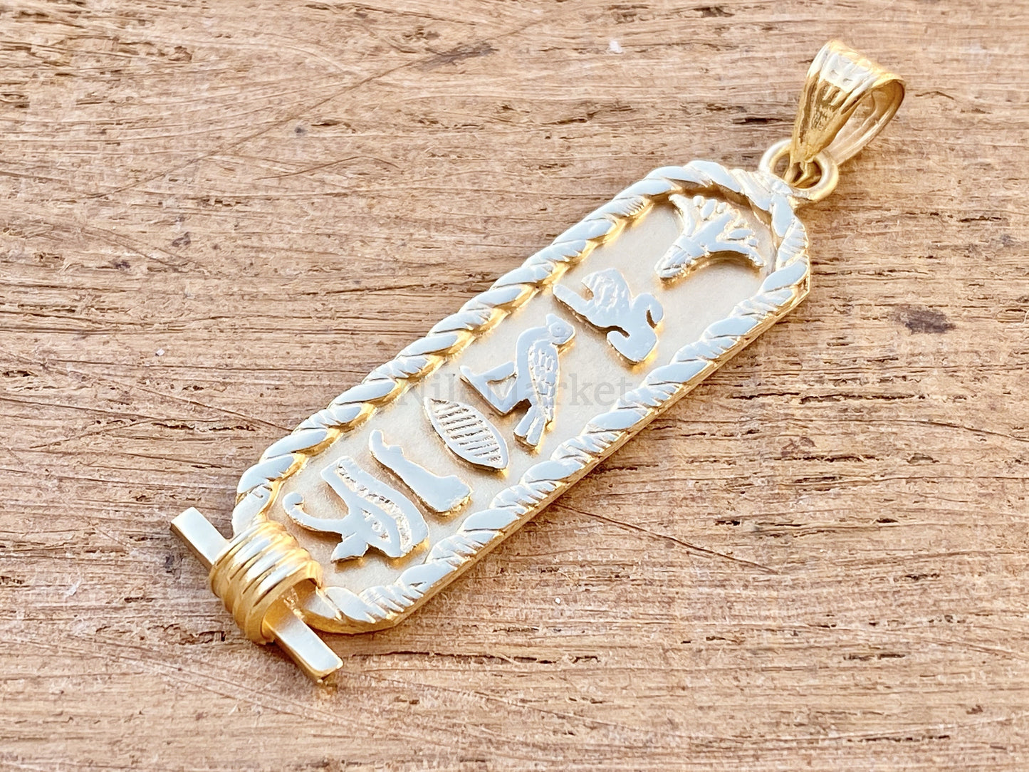 Personalized Gold Plated Silver Cartouche Pendant Your Name Converted into Ancient Egyptian Hieroglyphic language, Gold Cartouche Jewelry.