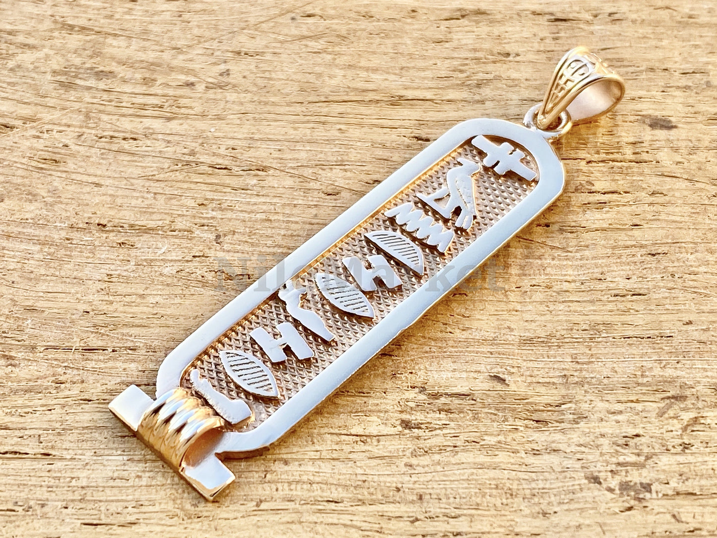 Customized Gold Cartouche Pendant Your Name Converted into Ancient Egyptian Hieroglyphic language, Gold Cartouche Jewelry.