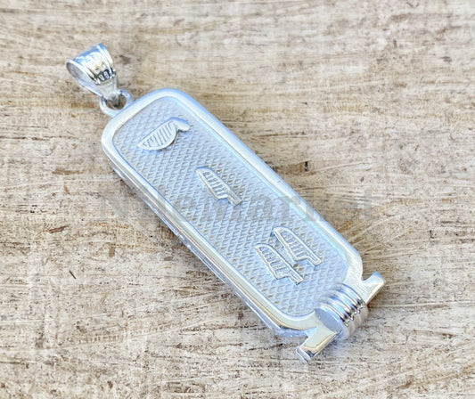Egyptian Personalized Thick Ankh Sterling Silver Nameplate Cartouche Pendant , WORLD WIDE Express Shipping,
