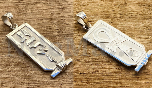 Customized Egyptian Personalized Sterling Silver Ankh Cartouche Pendant