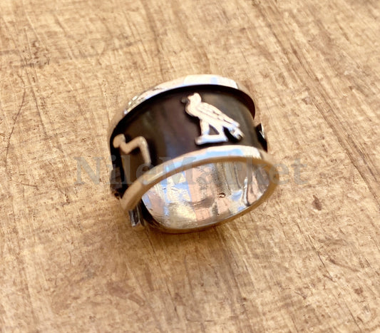 Egyptian Personalized Sterling Silver Cartouche Ring ,Your Name Handcrafted in Hieroglyphic Or English Or Arabic