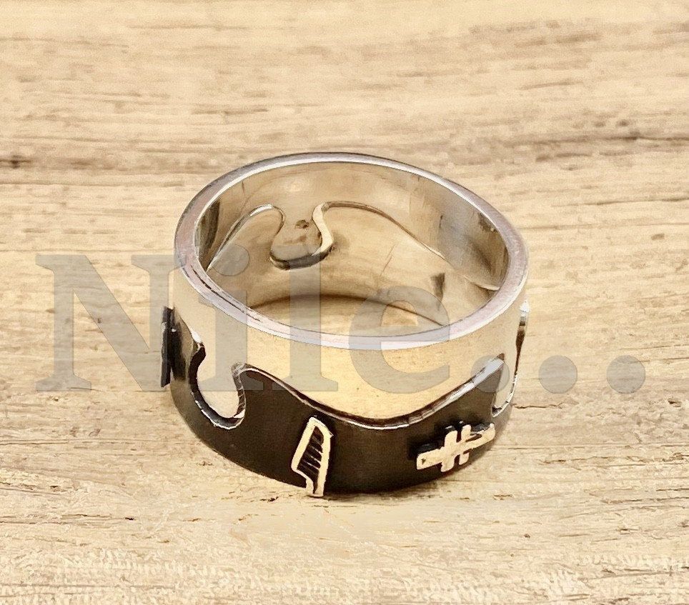 Egyptian Personalized Sterling Silver Name 2Cartouche Ring Band Express Shipping World Wide
