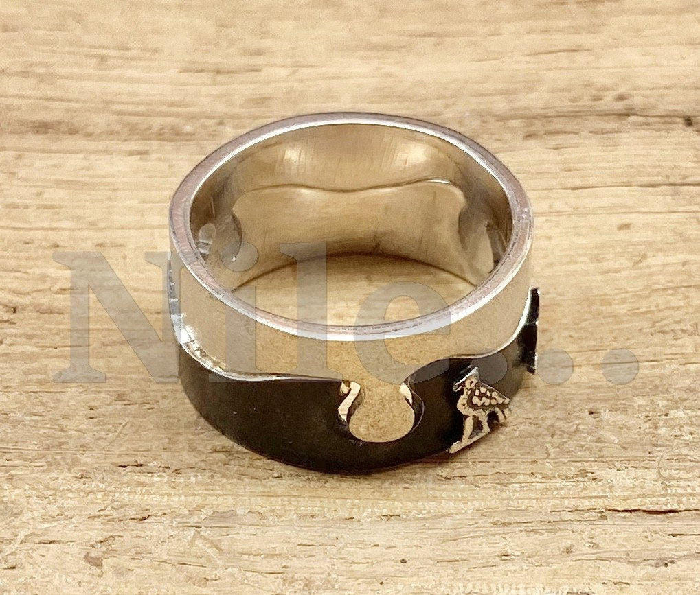 Egyptian Personalized Sterling Silver Name 2Cartouche Ring Band Express Shipping World Wide