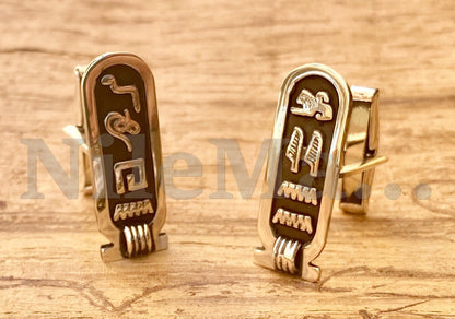 Egyptian Sterling Silver Personalized Nmae English Arabic Or Hieroglyphics Cartouche Wedding Day Custom Cufflinks Cuff Links