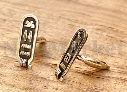 Egyptian Sterling Silver Personalized Nmae English Arabic Or Hieroglyphics Cartouche Wedding Day Custom Cufflinks Cuff Links