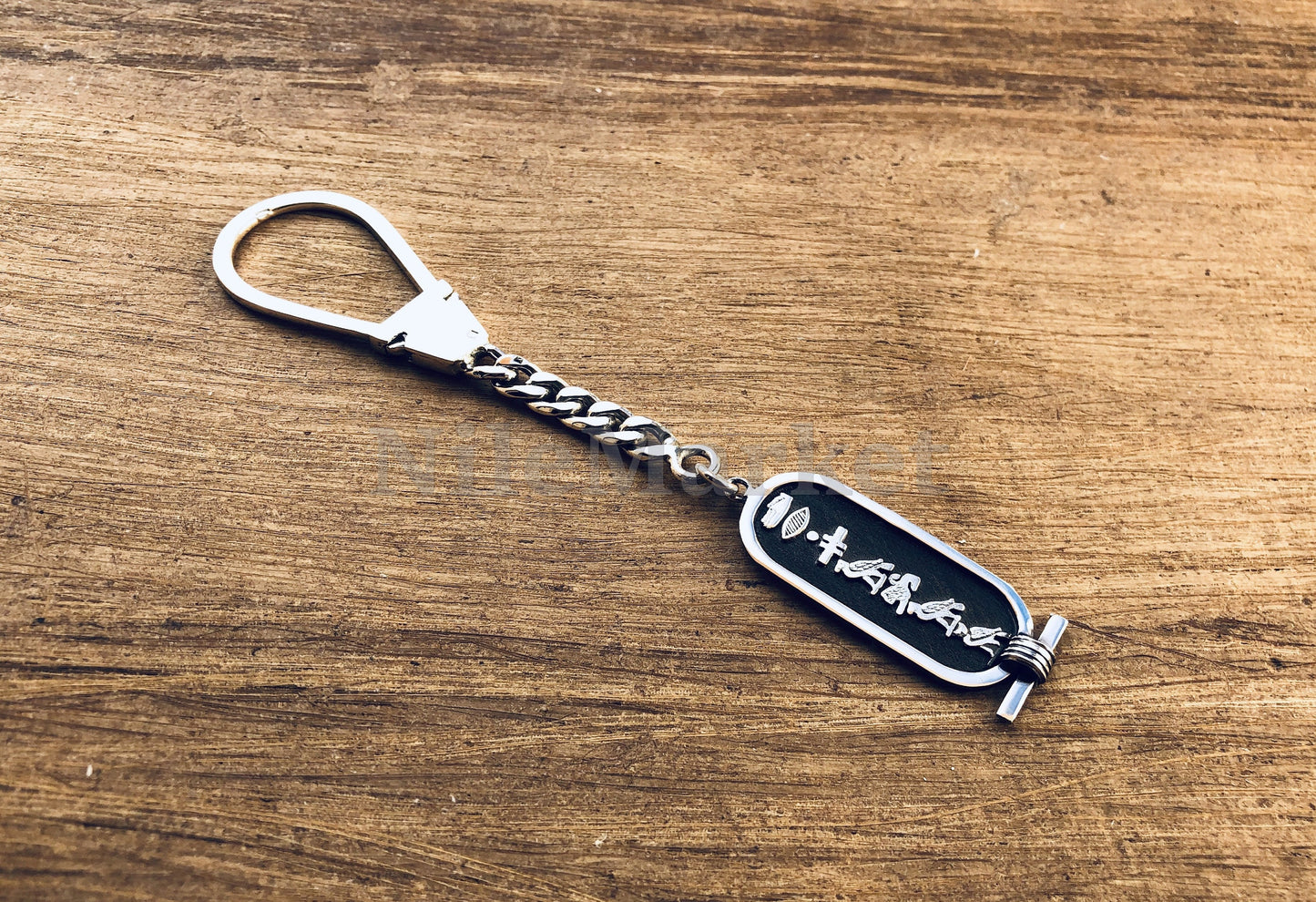 Egyptian Personalized Solid Silver Cartouche Key Chain  keyring , WORLD WIDE Express Shipping,