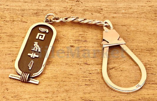 Egyptian Personalized Nameplate Solid Silver Cartouche Key Chain keyring , WORLD WIDE Express Shipping,