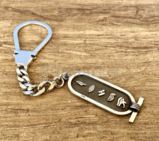 Egyptian Personalized Nameplate Solid Silver Cartouche Key Chain keyring , WORLD WIDE Express Shipping,