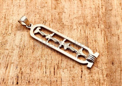 Personalised Cartouche Name Open Work Sterling Silver Personalized Cartouche Pendant Up 9 Characters