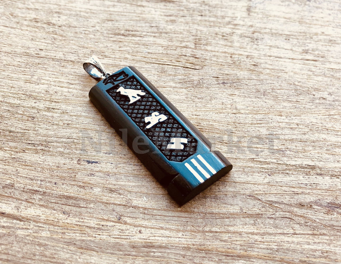 Egyptian Personalized Name Ebony Wide Sterling Silver Cartouche Charm , WORLD WIDE Express Shipping,