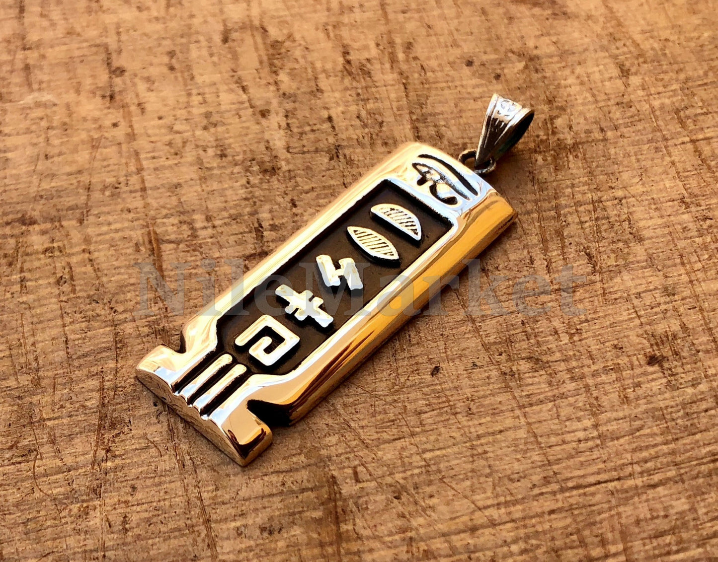 Egyptian Personalized Name Sterling Silver Cartouche Pendant necklace With Isis On The Back
