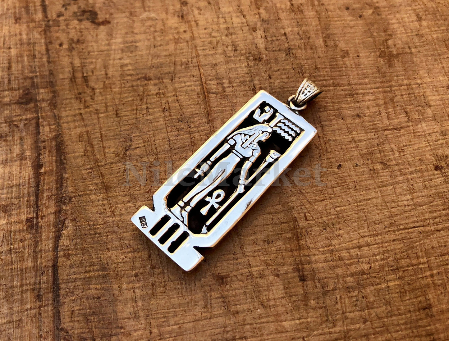 Egyptian Personalized Name Sterling Silver Cartouche Pendant necklace With Isis On The Back