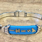 Put your name on Egyptian Custom Sterling Silver Lotus Personalized Cartouche Blue Inlaid Cuff Links Bracelet , WORLD WIDE Express Shipping