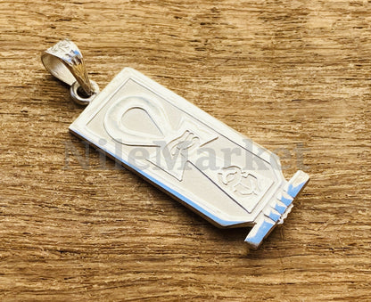 Customized Egyptian Personalized Sterling Silver Ankh Cartouche Pendant