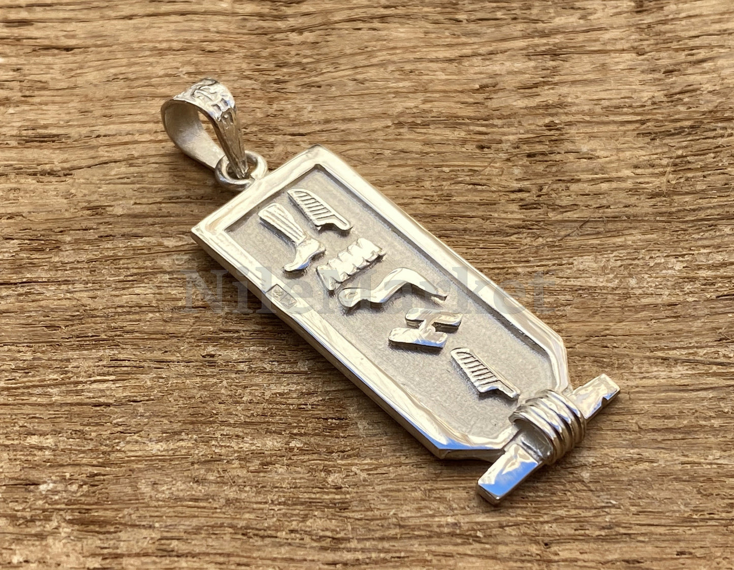 Customized Egyptian Personalized Sterling Silver Ankh Cartouche Pendant