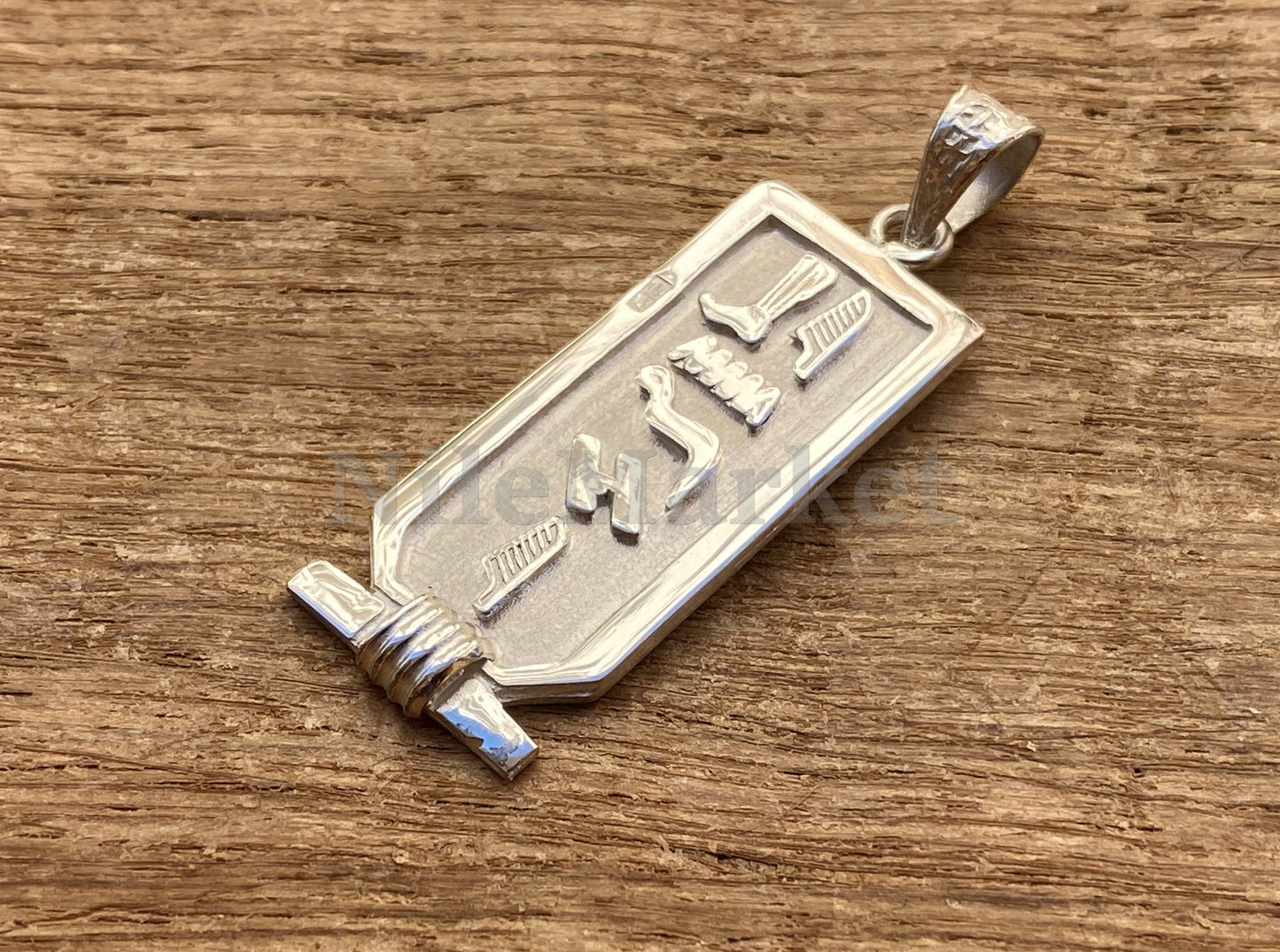 Customized Egyptian Personalized Sterling Silver Ankh Cartouche Pendant