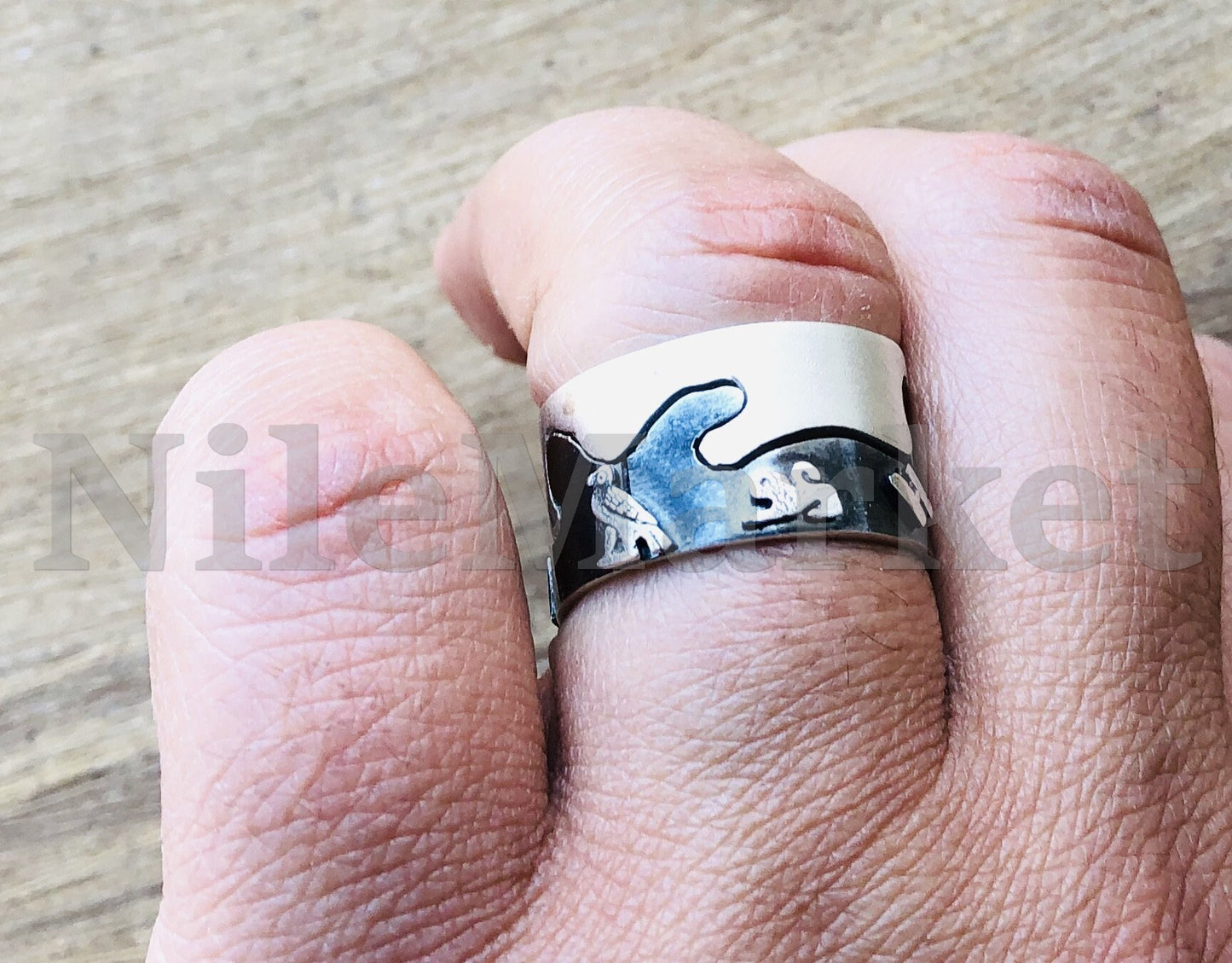 Egyptian Personalized Sterling Silver Name 2Cartouche Ring Band Express Shipping World Wide